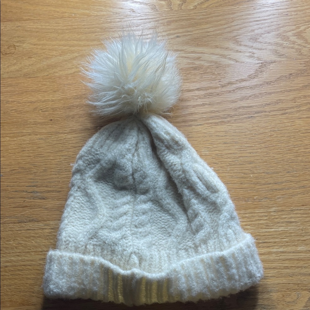 Cozy Cream Knit Pom-Pom Beanie for Kids